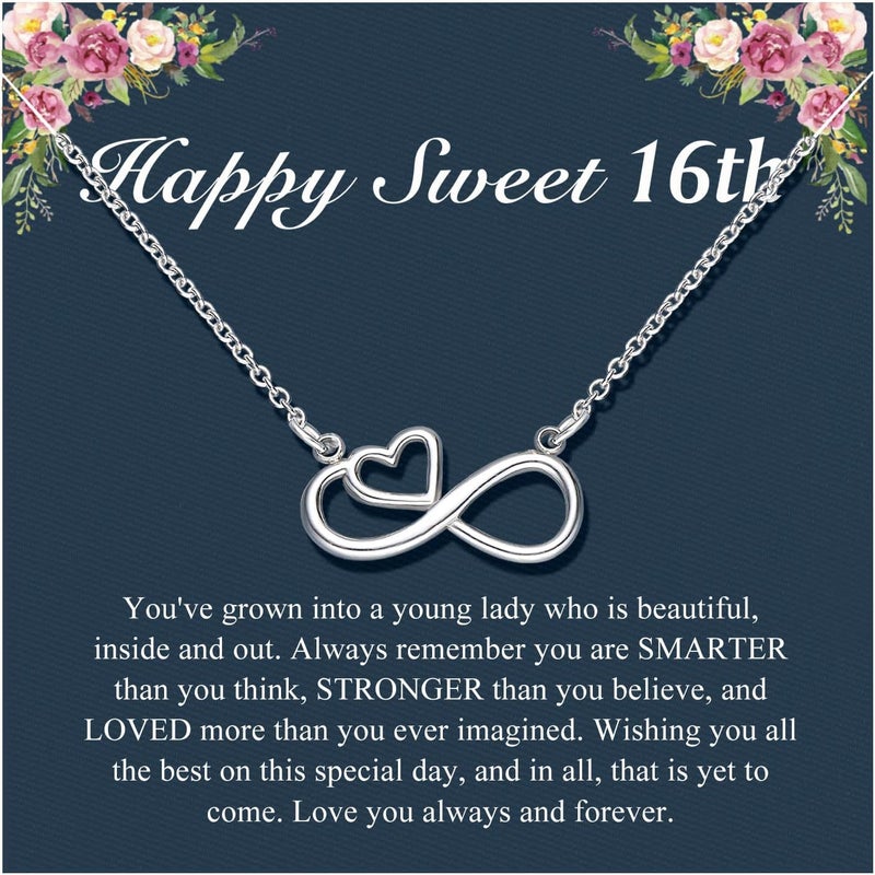 UNGENT THEM Infinity Heart Necklace for 13 16 18 Year Old Birthday Girls, Birthday Present for Daughter Granddaughter Friends - Image 1